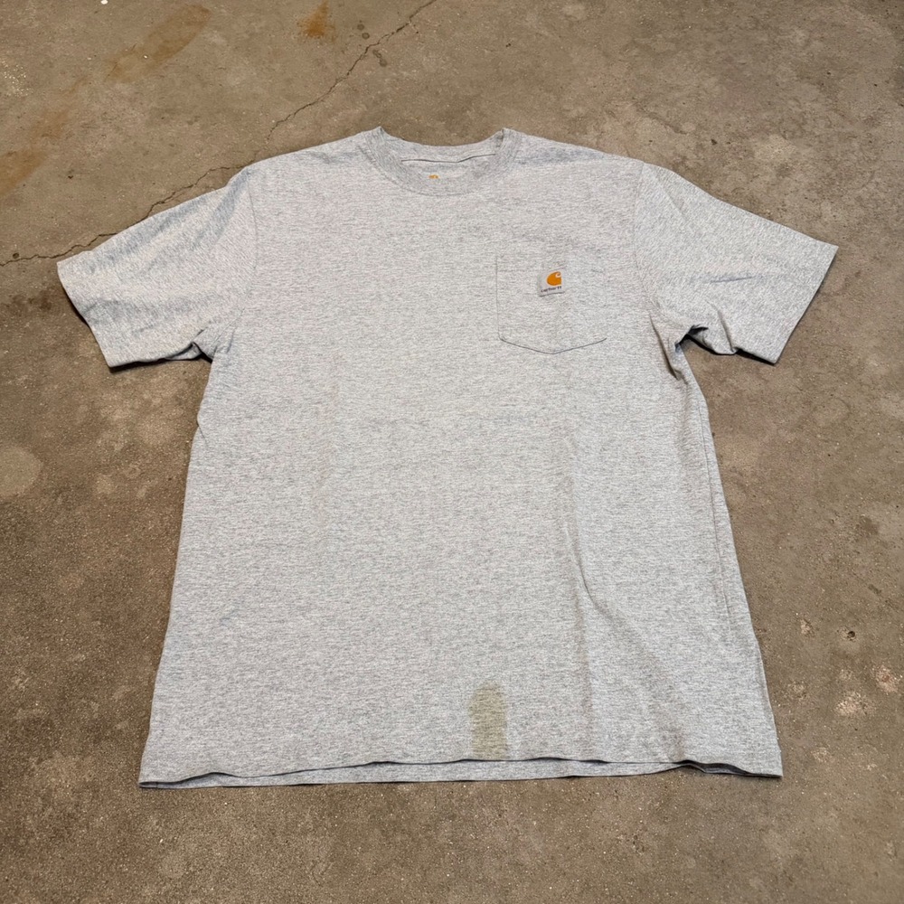 Carhartt T-Shirt Mens M Gray K87 Pocket Short Sleeve Original Fit Cotton Blend